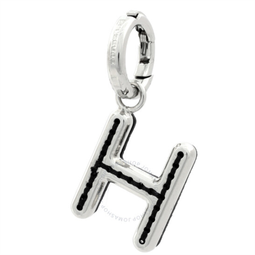 Burberry Leather-Topstitched H Alphabet Charm in Palladium/Back