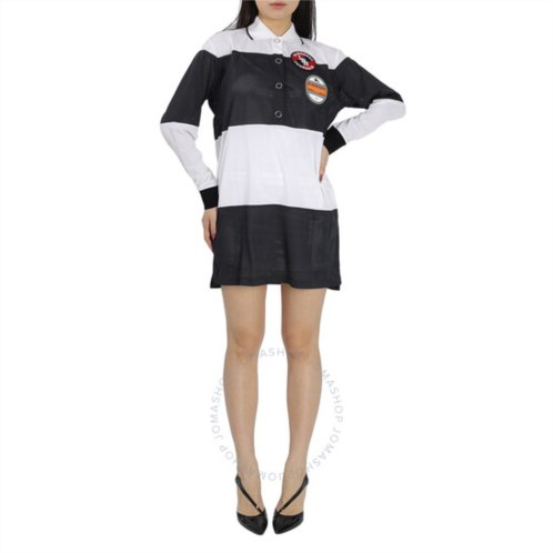Burberry Logo Graphic Striped Mesh Polo Shirt Dress, Size Medium