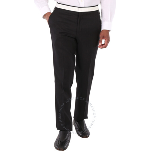 Burberry Mens Black Classic Fit Lambskin Detail Wool Tailored Trousers, Brand Size 50 (Waist Size 34.3)