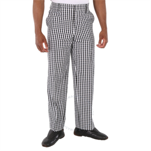Burberry Mens Black Gingham Technical Wool Wide-leg Tailored Trousers, Brand Size 50 (Waist Size 34.3)