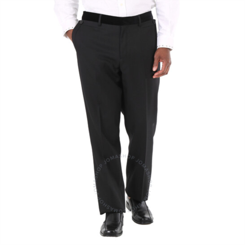 Burberry Mens Black Velvet Trim Tailored Wool Trousers, Brand Size 52 (Waist Size 35.8)