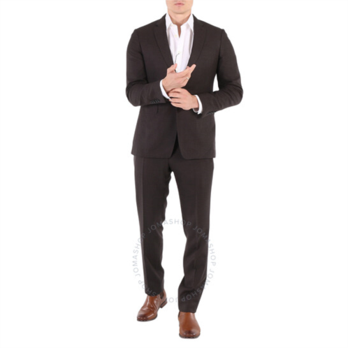 Burberry Mens Dark Brown Slim Fit Puppytooth Check Wool Suit, Brand Size 44R