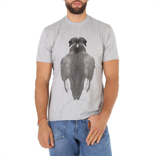 Burberry Mens Sayers Pale Grey Melange Swan Print Cotton Oversized T-shirt , Size XX-Small