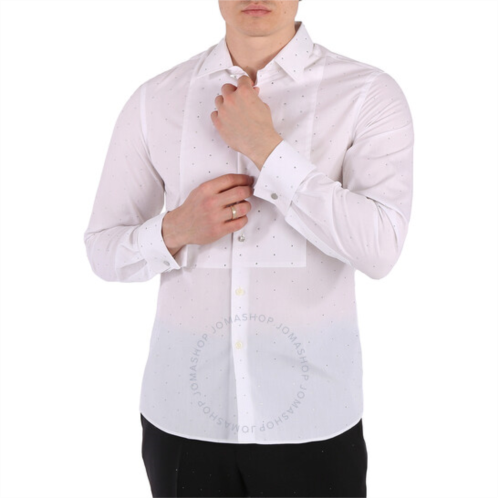 Burberry Mens White Cotton Poplin Embellished Dress Shirt, Brand Size 40 (Neck Size 15.75)
