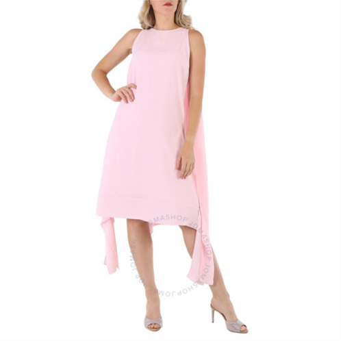 Burberry Pale Candy Pink Drape Detail Satin Crepe Shift Dress, Brand Size 10 (US Size 8)