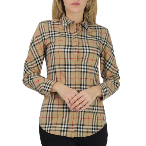 Burberry Vintage Check Stretch Shirt, Brand Size 10 (US Size 8)