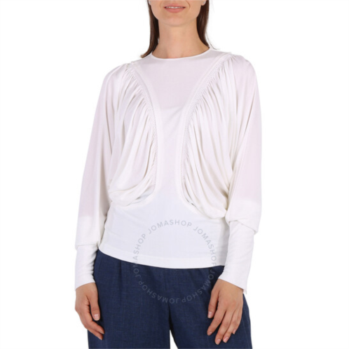 Burberry White Long-sleeved Panel Jersey Oversized Top, Brand Size 8 (US Size 6)