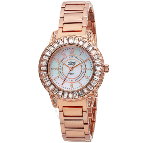 Burgi Mother of Pearl Dial Diamond Rose Gold-tone Brass Ladies Watch
