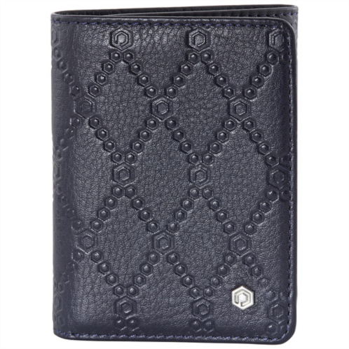 Picasso And Co c Double Fold Leather Wallet- Navy Blue