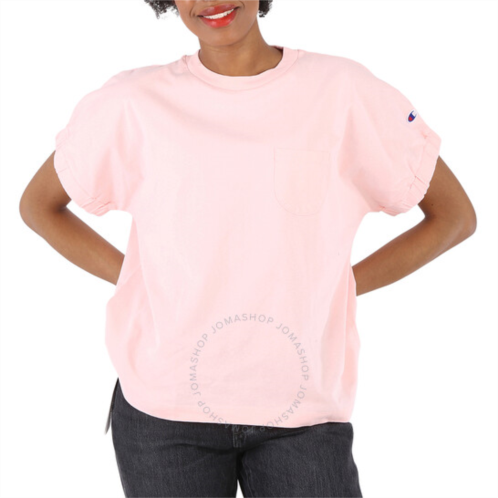 Champion Ladies Short Sleeve T-Shirt Loose Fit in Pale Pink, Size Large