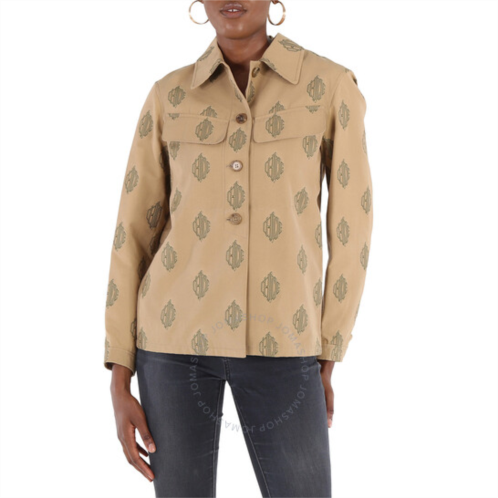 Chloe Ladies Beige Embroidered Shirt Jacket, Brand Size 38 (US Size 4)