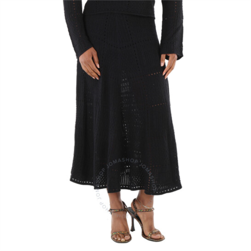 Chloe Ladies Black Full Kniited Midi Skirt, Size Small