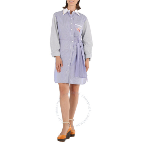 Chloe Ladies Blue / White Striped Shirt Dress, Brand Size 40 (US Size 8)