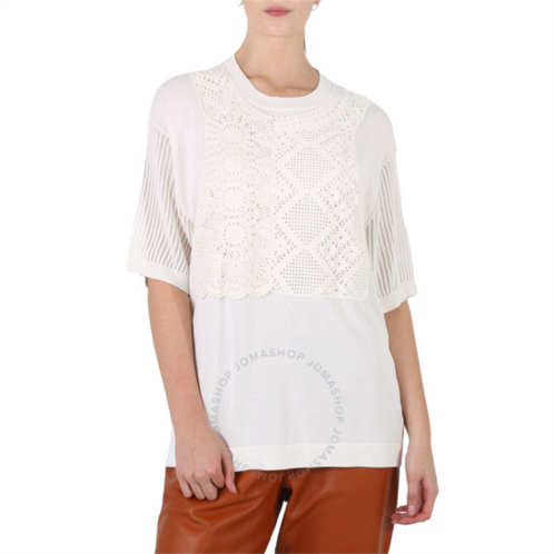 Chloe Ladies Iconic Milk Crochet Patch Shirt, Size Medium
