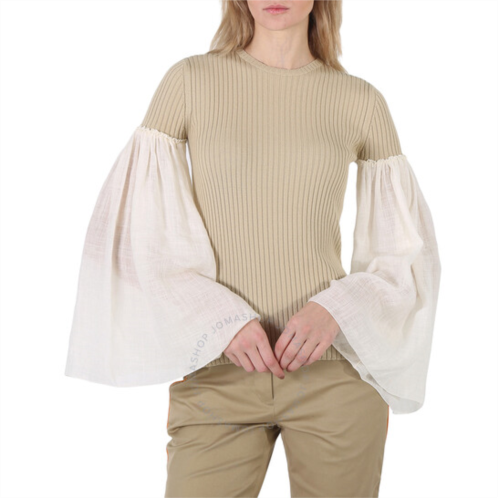 Chloe Ladies Iconic Milk Ribbed Wool Sweater, Brand Size 40 (US Size 8)