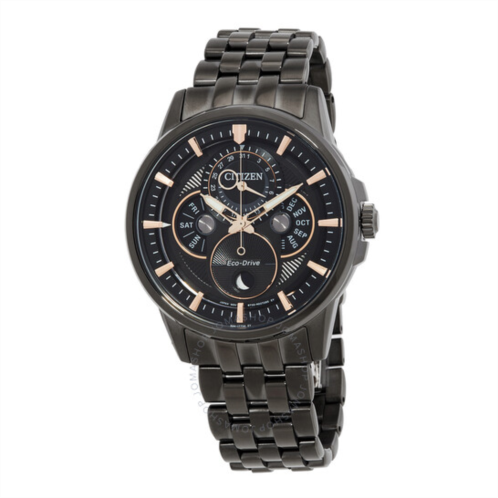 Citizen Calendrier Multifunction Black Dial Black-plated Mens Watch