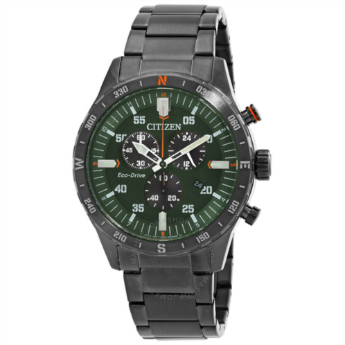 Citizen Chronograph GMT Eco-Drive Green Dial Mens Watch