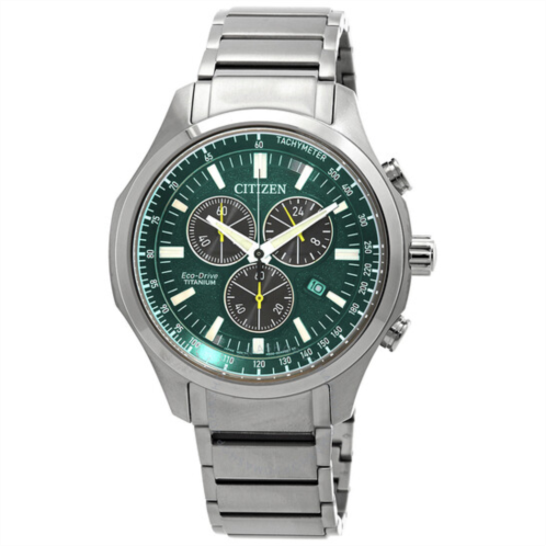 Citizen Chronograph GMT Eco-Drive Green Dial Mens Watch