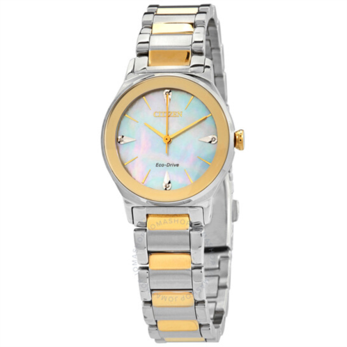 Citizen Diamond White Mother of Pearl Dial Ladies Two-tone Watch
