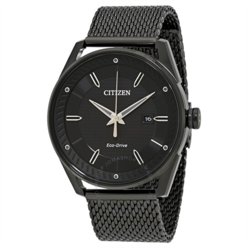 Citizen Drive Black Dial Black Ion-plated Mesh Mens Watch