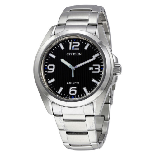 Citizen Eco-Drive Black Dial Stainless Steel Mens Watch