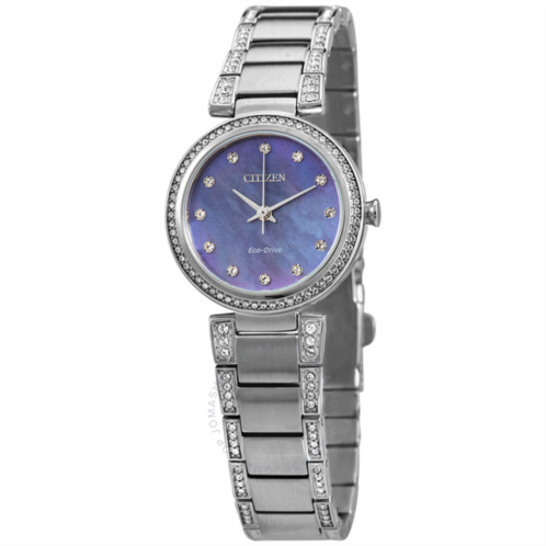 Citizen Eco-Drive Crystal Blue Mother of Pearl Dial Ladies Watch