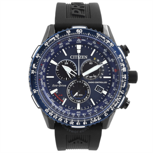Citizen Promaster Air A-T Perpetual Alarm World Time Chronograph GMT Blue Dial Mens Watch