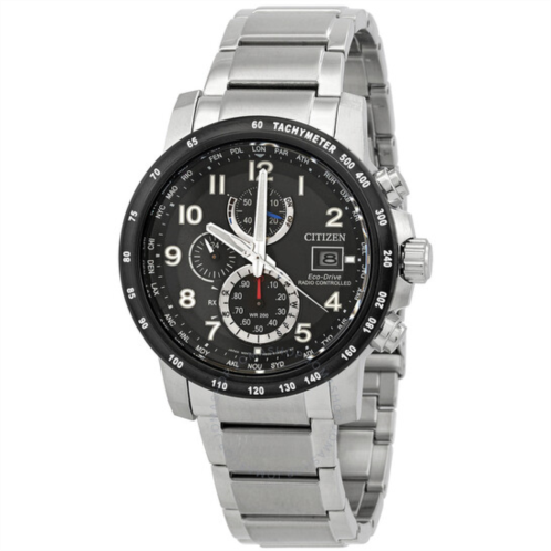 Citizen Perpetual Alarm World Time Chronograph GMT Black Dial Watch