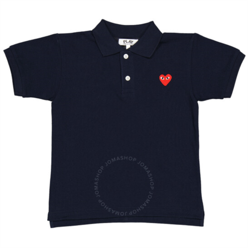 Comme Des Garcons Kids Short Sleeve Embroidered Heart Polo Shirt, Size 4Y