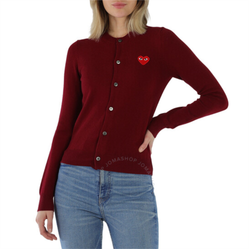 Comme Des Garcons Ladies Heart Logo Cardigan, Size Small