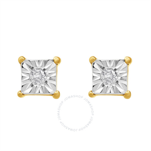 Diamond Muse 0.02 cttw Yellow Gold Over Sterling Silver Square Diamond Stud Earrings for Women