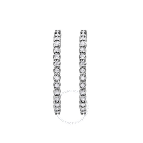 Diamond Muse 1.00 cttw White Gold Over Sterling Silver Inside Out Diamond Hoop Earrings for Women