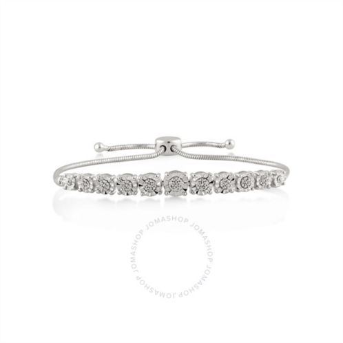 Diamond Muse 0.10 cttw White Gold Over Sterling Silver Diamond Bolo Bracelet for Women