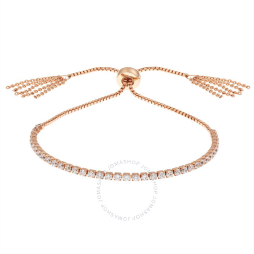 Elegant Confetti Womens 18K Rose Gold Plated CZ Simulated Diamond Adjustable Bolo Fringe Tennis Bracelet