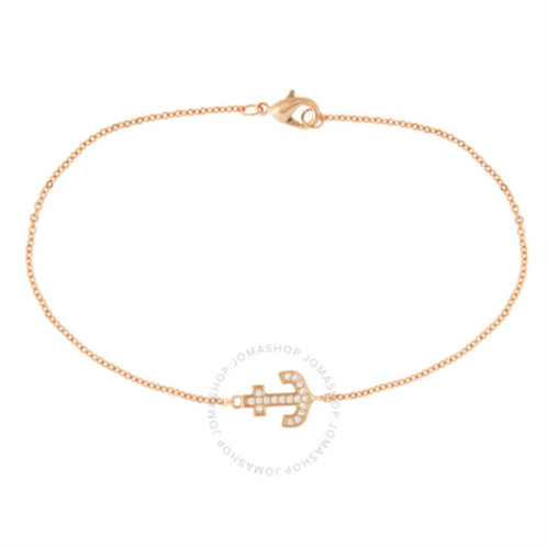 Elegant Confetti Womens 18K Rose Gold Plated CZ Simulated Diamond Anchor Pendant Bracelet
