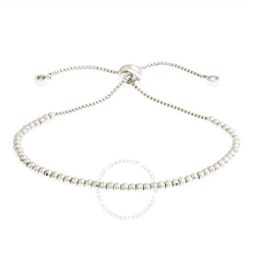 Elegant Confetti Womens 18K White Gold Plated CZ Simulated Diamond Adjustable Bolo Beaded Bracelet