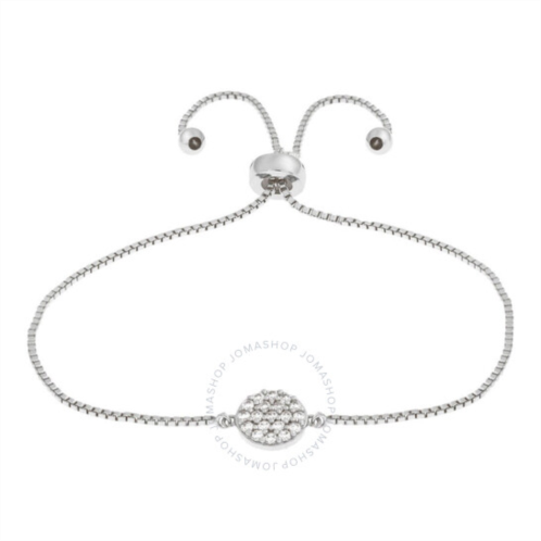 Elegant Confetti Womens 18K White Gold Plated CZ Simulated Diamond Circle Adjustable Bolo Bracelet