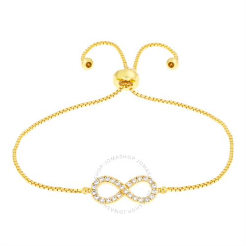 Elegant Confetti Womens 18K Yellow Gold Plated CZ Simulated Diamond Adjustable Bolo Infinity Pendant Bracelet