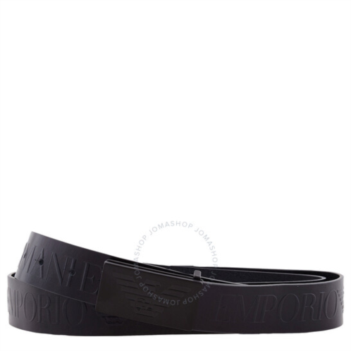 Emporio Armani Embossed Oversized Lettering Leather Belt, Size 110 cm