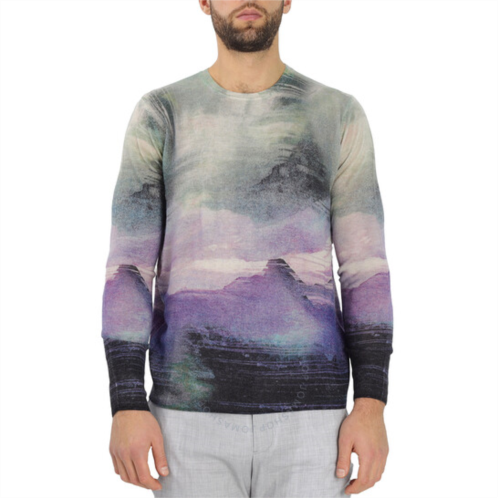Emporio Armani Mens Abstract Print Cashmere Sweater, Size Medium