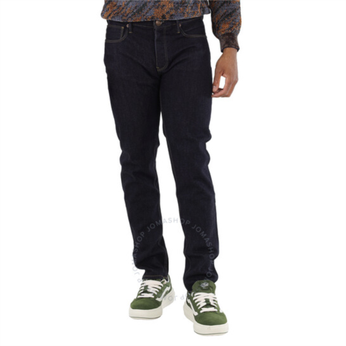 Emporio Armani Mens Blue Logo-Patch Slim-Fit Jeans, Brand Size 30