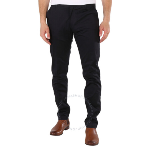 Emporio Armani Mens Blue Navy Turned-Up Cuffs Lustrous Comfort Cotton Chinos, Brand Size 46 (Waist Size 30)