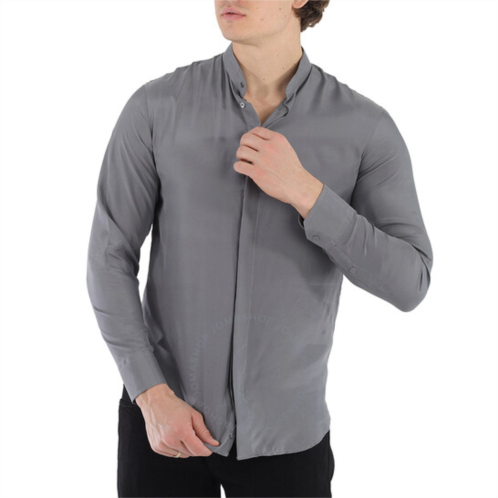 Emporio Armani Mens Mandarin-Collar Silk Shirt, Brand Size 41 (Neck Size 16.5)