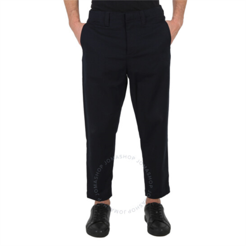 Emporio Armani Mens Navy Cotton-Blend Straight-Leg Trousers, Brand Size 50 (Waist Size 34)