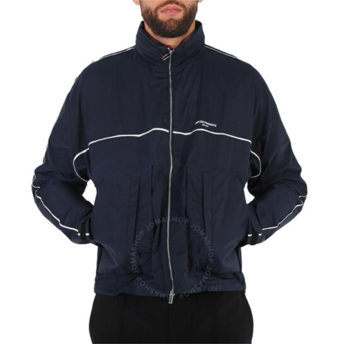 Emporio Armani Navy Nylon Full Zip Logo Blouson Jacket, Brand Size 54 (US Size 44)