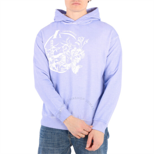 Emporio Armani Purple Graphic Print Hooded Sweatshirt, Size Small
