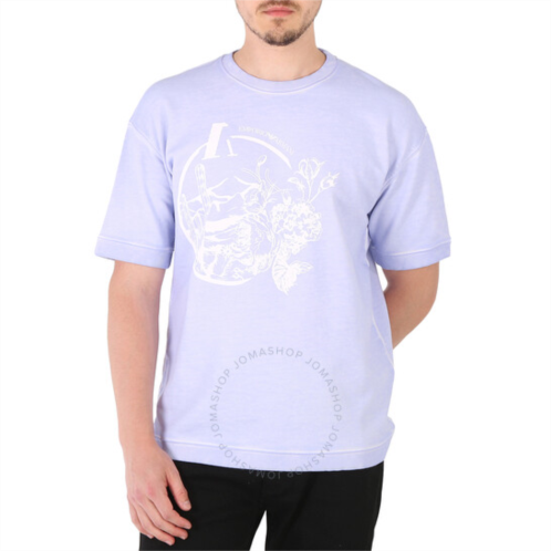 Emporio Armani Purple Graphic Print Jersey Fleece T-shirt, Size Large