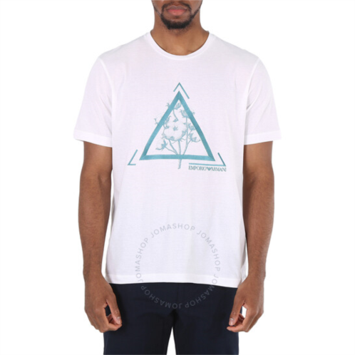 Emporio Armani White Logo Print Cotton T-shirt, Size Small
