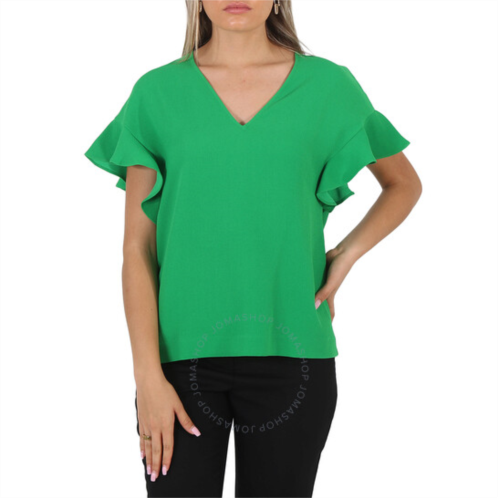 Essentiel Antwerp Essentiel Ladies Sinai Wimbledon Green Short Sleeve Shirt, Brand Size 38 (US Size 4)