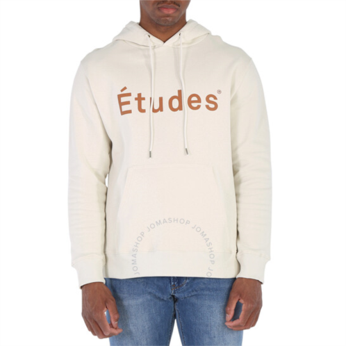 Etudes Mens Chalk Logo-Print Organic-Cotton Hoodie, Size Small